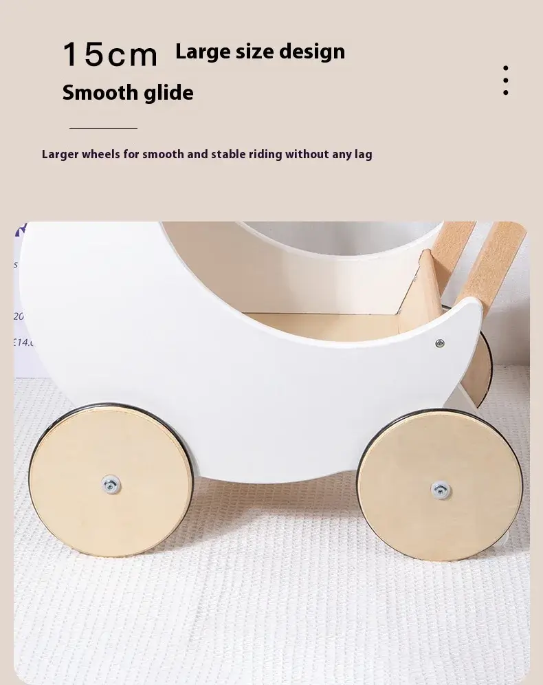 Wooden Doll Pram Moon Shape