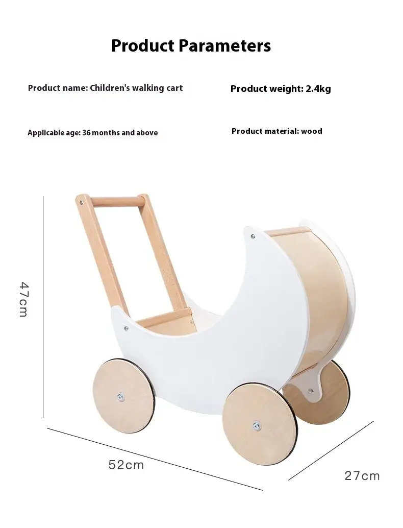 Wooden Doll Pram Moon ShapeDimension