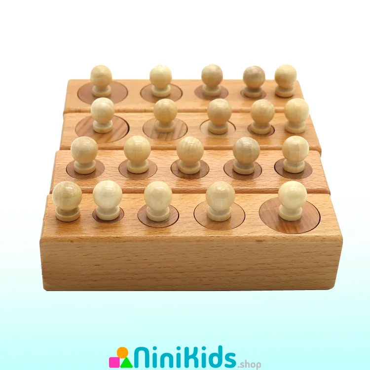 Montessori Natural Wood Knobbed Cylinder Blocks